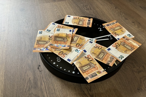 geld op een klok